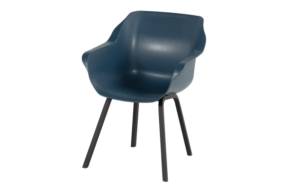 Hartman Sophie Element dining armstoel - Steel Blue - Alu poot