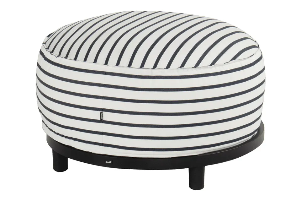 Hartman | Emma Round Voetenbank | Navy Stripe-White