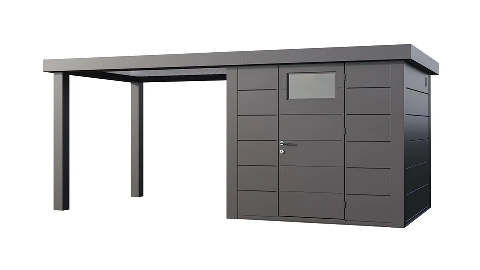 Telluria | Tuinhuis Classico 2424 met Overkapping Open Lounge Large | Links | Antraciet