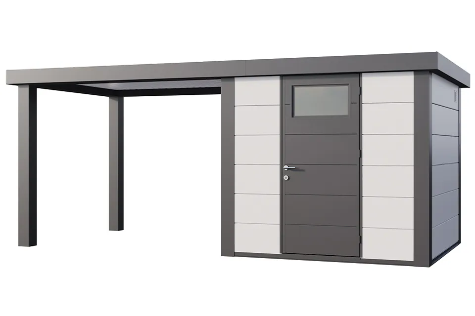 Telluria | Tuinhuis Classico 2424 met Overkapping Open Lounge Large | Links | Wit