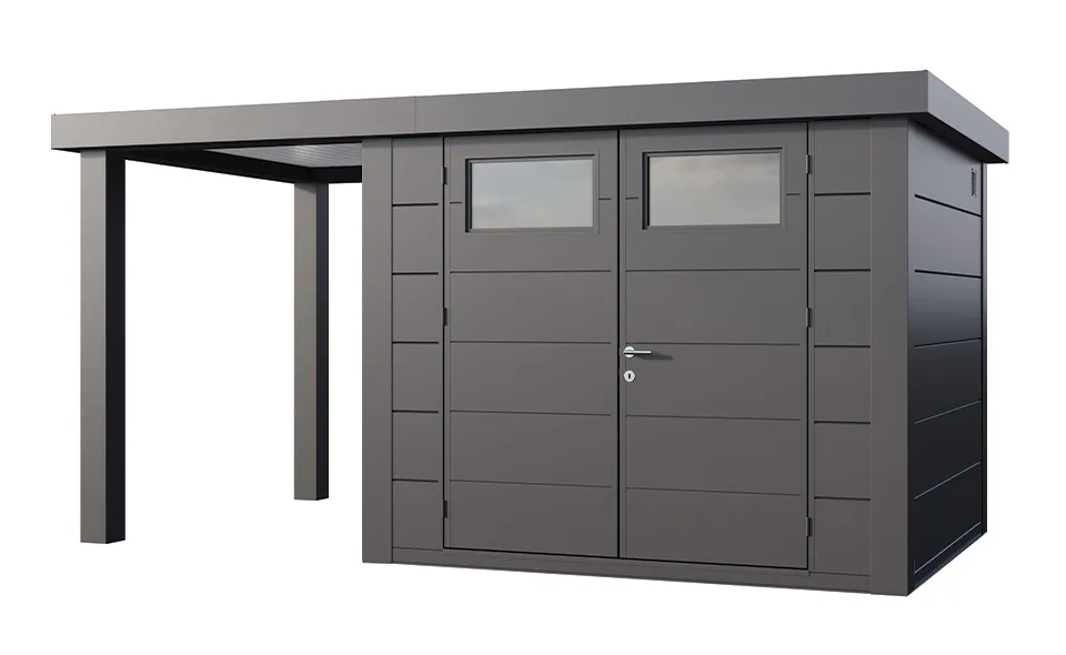 Telluria | Tuinhuis Eleganto 2724 met Overkapping Open Lounge Small | Links | Antraciet