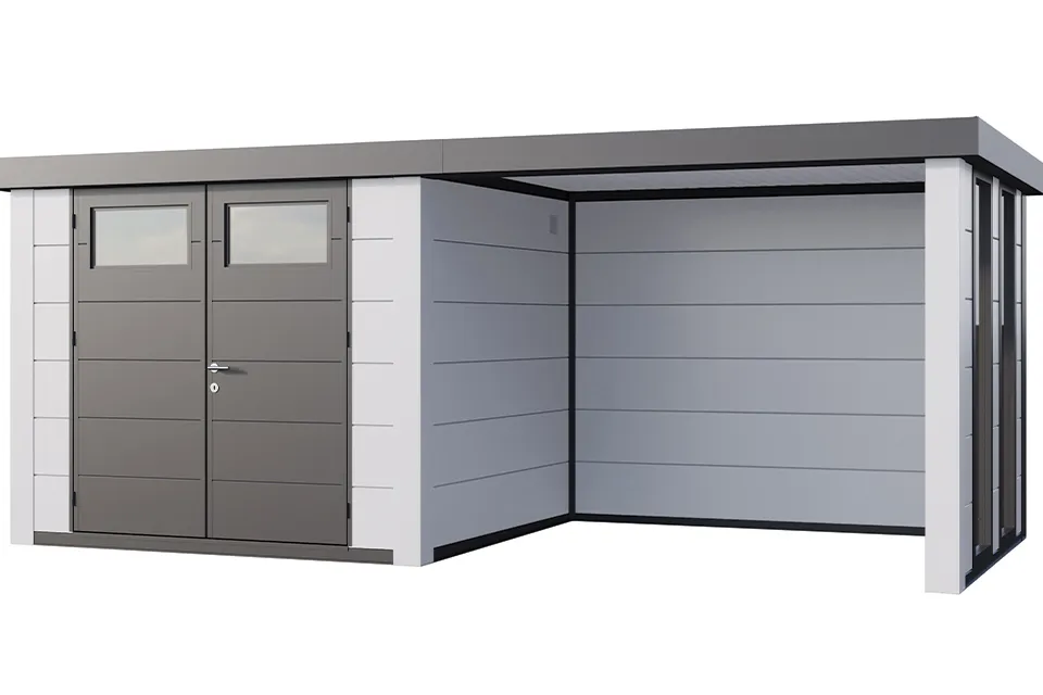 Telluria | Tuinhuis Eleganto 2724 met Overkapping Lounge Small met Ramen | Rechts | Wit Telluria | Tuinhuis Eleganto 2724 met Overkapping Lounge Small met Ramen | Rechts | Wit