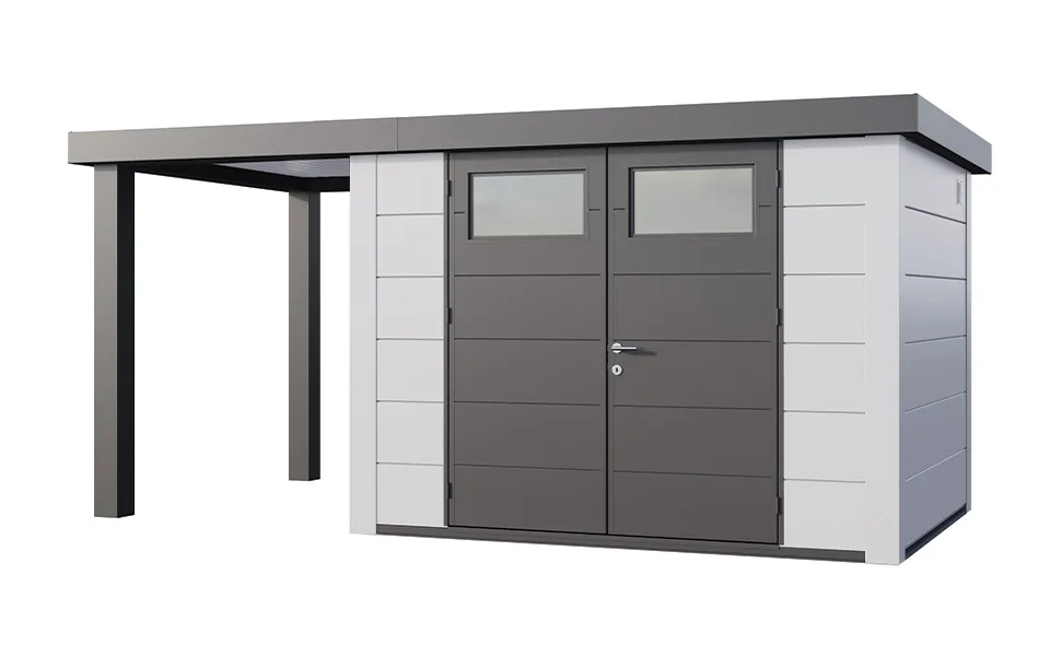 Telluria | Tuinhuis Eleganto 3024 met Overkapping Open Lounge Small | Links | Wit Telluria | Tuinhuis Eleganto 3024 met Overkapping Open Lounge Small | Links | Wit
