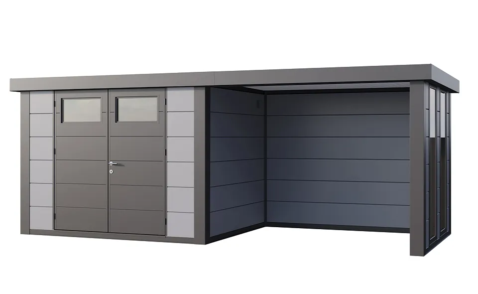Telluria | Tuinhuis Eleganto 3024 met Overkapping Lounge Small met Ramen | Rechts | Lichtgrijs Telluria | Tuinhuis Eleganto 3024 met Overkapping Lounge Small met Ramen | Rechts | Lichtgrijs