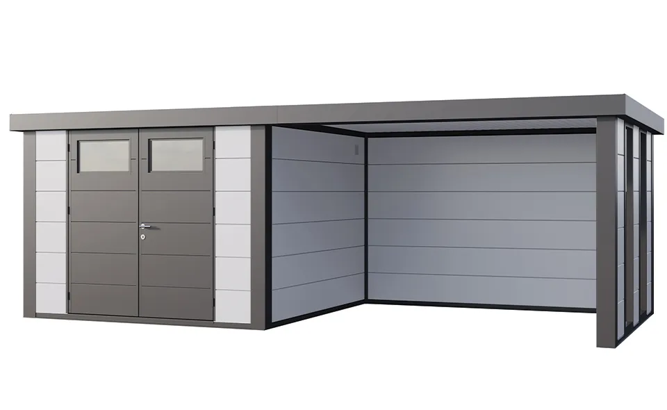 Telluria | Tuinhuis Eleganto 3030 met Overkapping Lounge Large met Ramen | Rechts | Wit-Antraciet Telluria | Tuinhuis Eleganto 3030 met Overkapping Lounge Large met Ramen | Rechts | Wit-Antraciet