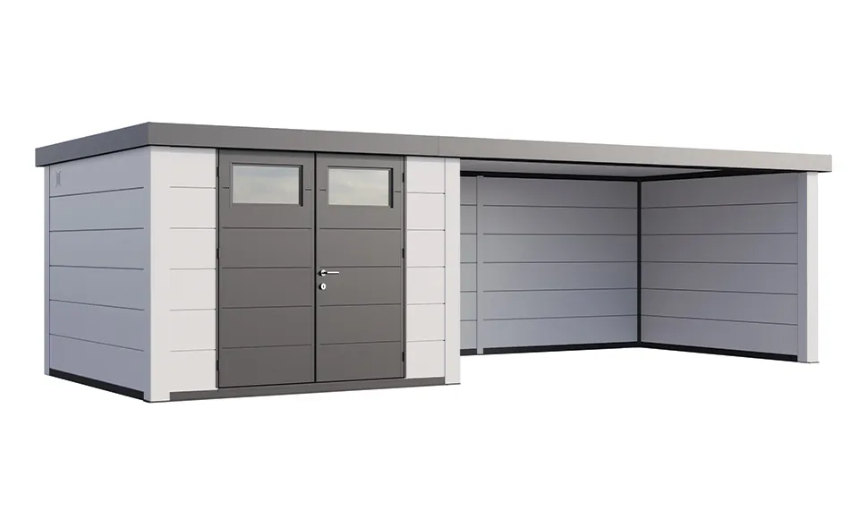 Telluria | Tuinhuis Eleganto 3030 met Overkapping Lounge XL | Rechts | Wit Telluria | Tuinhuis Eleganto 3030 met Overkapping Lounge XL | Rechts | Wit