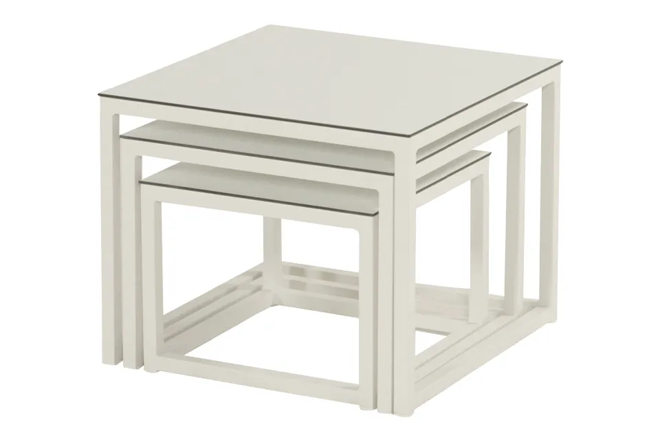 Hartman | Koffietafel Biarritz Vierkant (3 stuks) | Royal White Hartman | Koffietafel Biarritz Vierkant (3 stuks) | Royal White