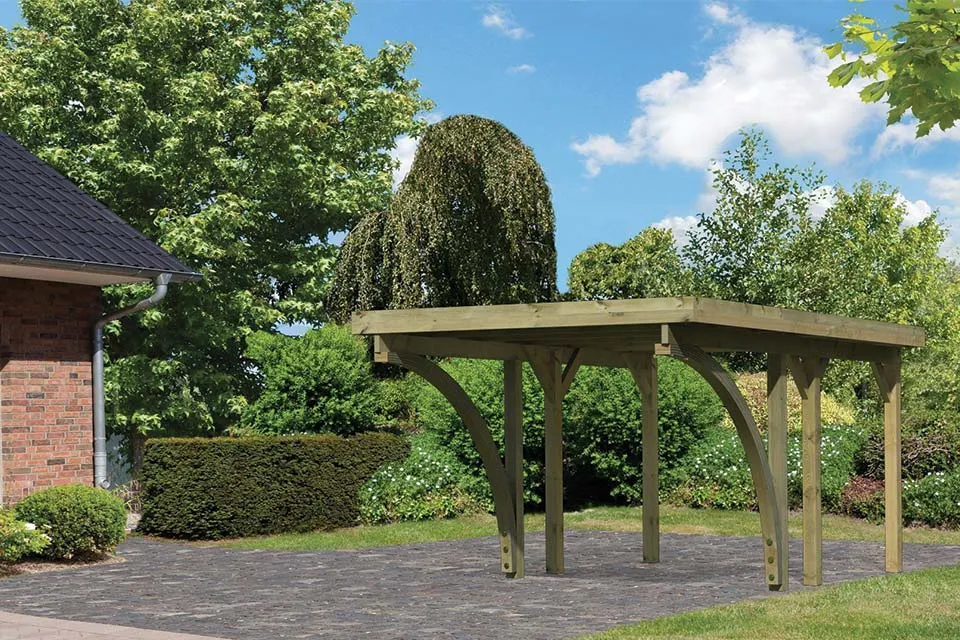 Karibu | Enkele Carport Classic 1 | Variant C met PVC Dakplaten Karibu | Enkele Carport Classic 1 | Variant C met PVC Dakplaten