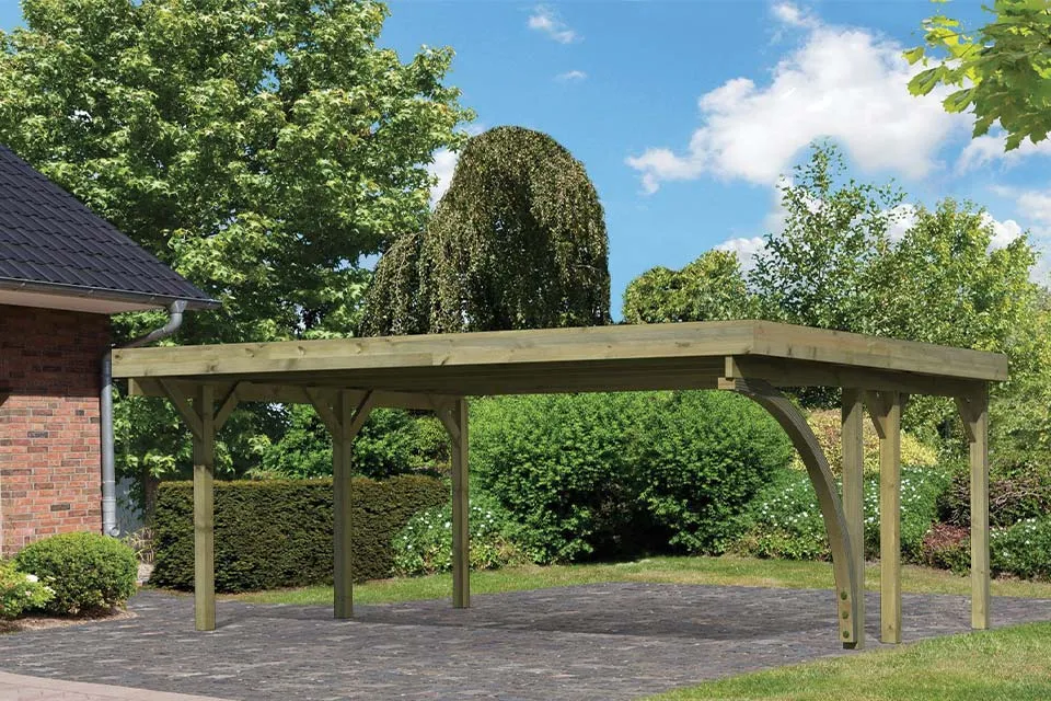 Karibu | Dubbele Carport Classic 1 | Variant B met PVC Dakplaten Karibu | Dubbele Carport Classic 1 | Variant B met PVC Dakplaten