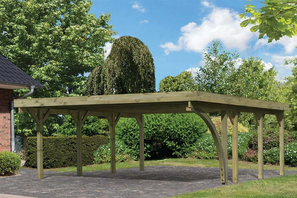Karibu | Dubbele Carport Classic 2 | Variant B met PVC Dakplaten Karibu | Dubbele Carport Classic 2 | Variant B met PVC Dakplaten