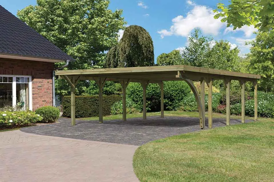 Karibu | Dubbele Carport Classic 3 | Variant B met PVC Dakplaten Karibu | Dubbele Carport Classic 3 | Variant B met PVC Dakplaten