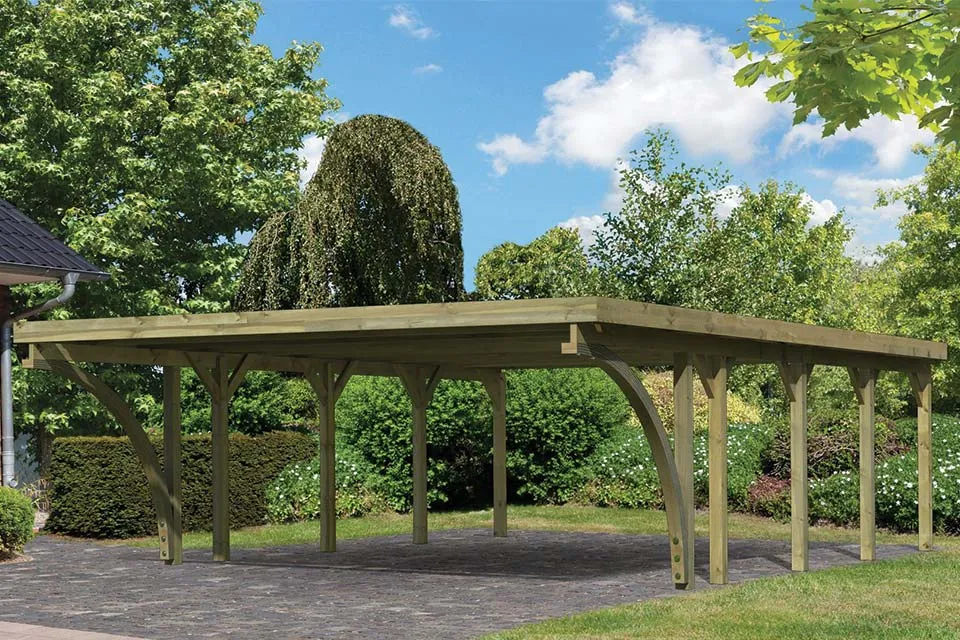 Karibu | Dubbele Carport Classic 3 | Variant C met PVC Dakplaten Karibu | Dubbele Carport Classic 3 | Variant C met PVC Dakplaten