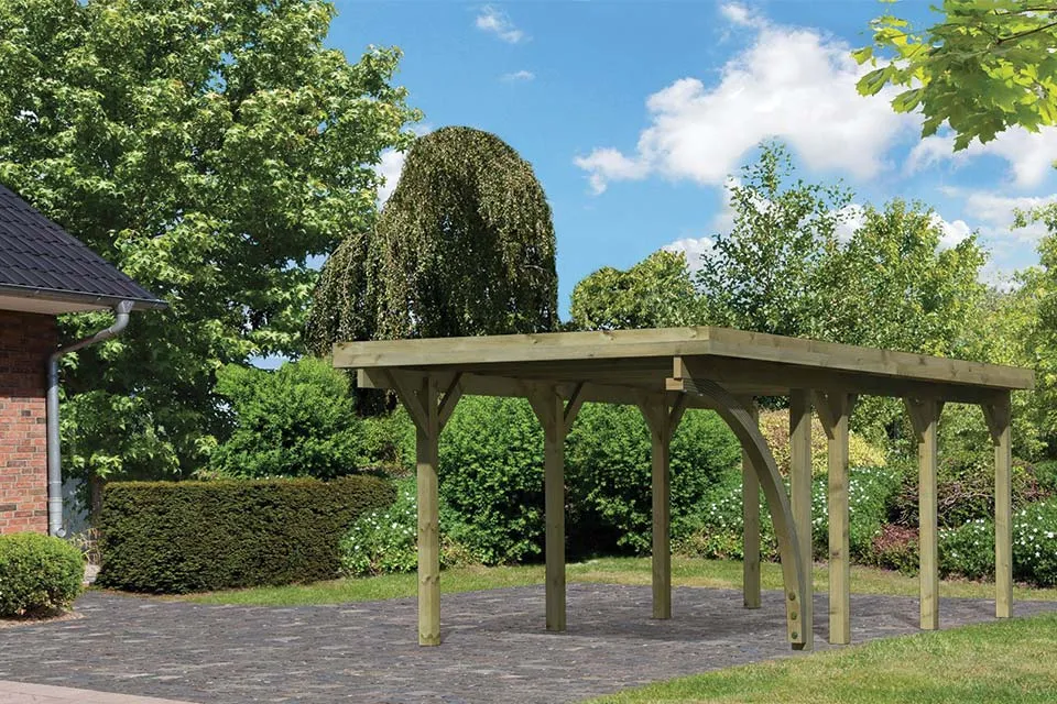 Karibu | Enkele Carport Classic 2| Variant B met Stalen Dakplaten Karibu | Enkele Carport Classic 2| Variant B met Stalen Dakplaten