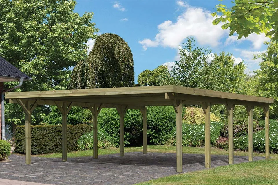 Karibu Dubbele Carport Classic 3 Variant A met Stalen Dakplaten