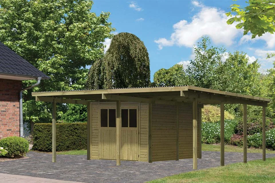 Karibu Dubbele Carport Eco 2 met Berging Middelgroot Variant A