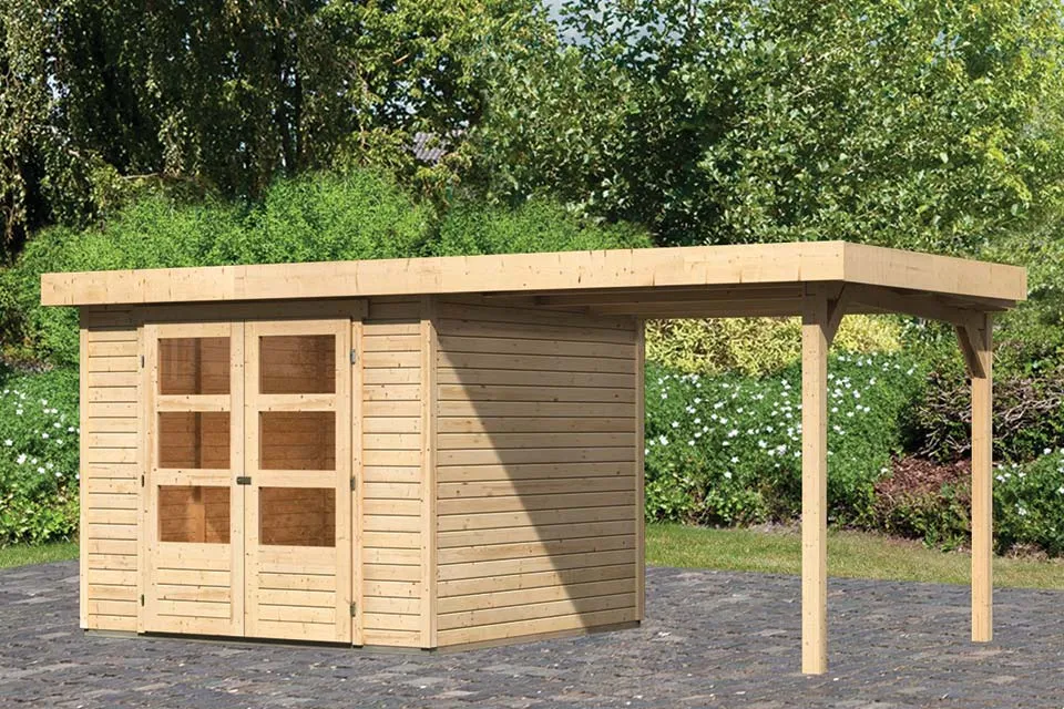 Woodfeeling Tuinhuis Askola 35 met Overkapping 24 Onbehandeld