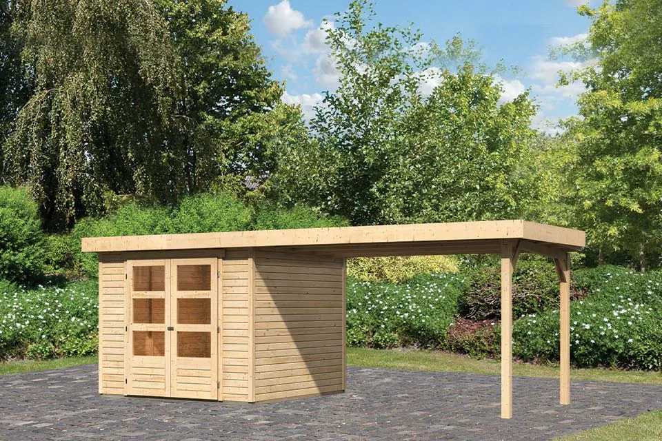 Woodfeeling Tuinhuis Askola 35 met Overkapping 28 Onbehandeld