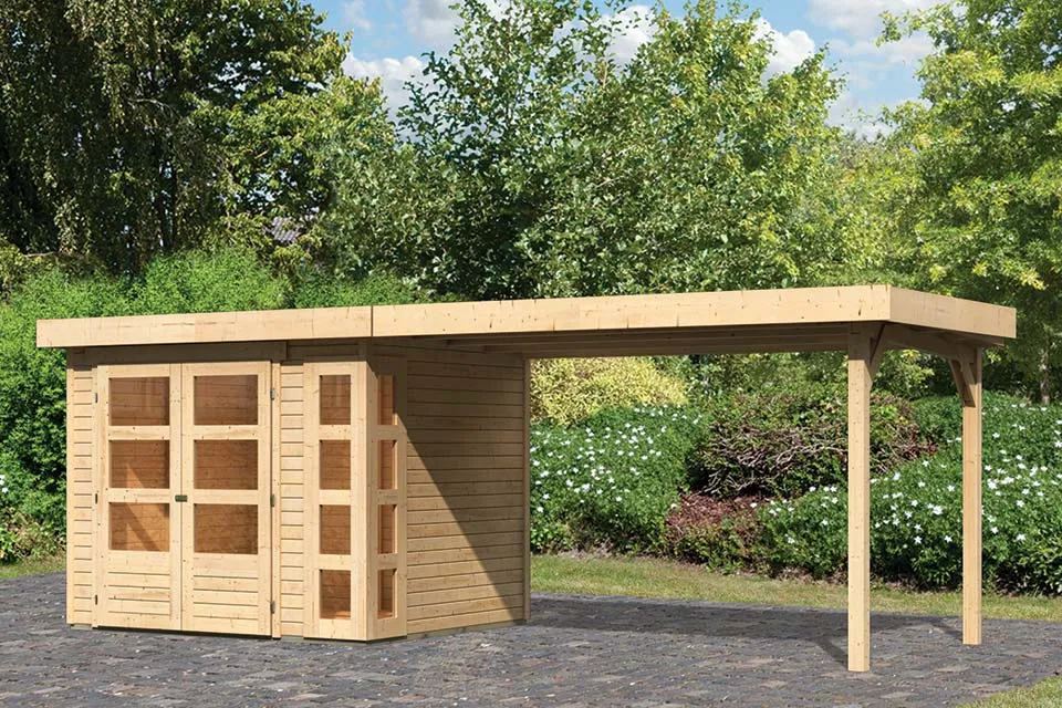 Woodfeeling | Tuinhuis Kerko 3 met Overkapping 2,8 | Onbehandeld Woodfeeling | Tuinhuis Kerko 3 met Overkapping 2,8 | Onbehandeld