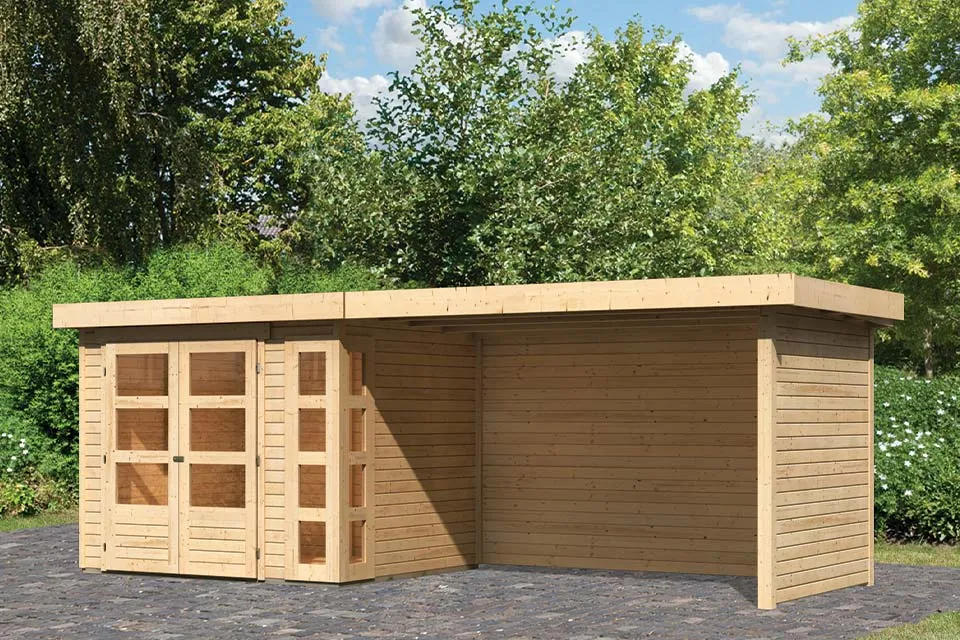 Woodfeeling | Tuinhuis Kerko 3 met Overkapping 2,8, Zij- en Achterwand | Onbehandeld