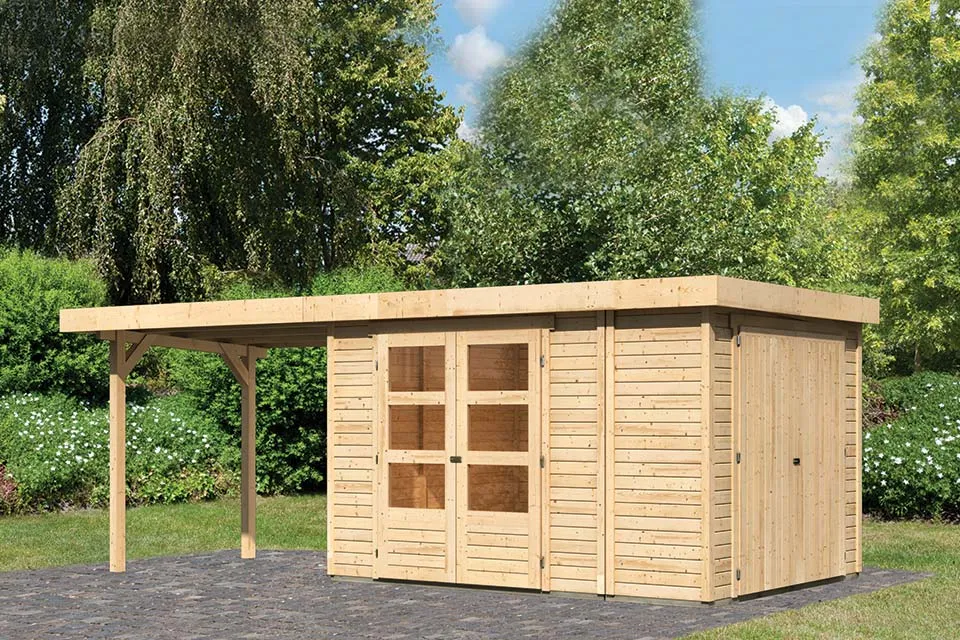 Woodfeeling Tuinhuis Retola 4 met Overkapping 28 en Opslagruimte