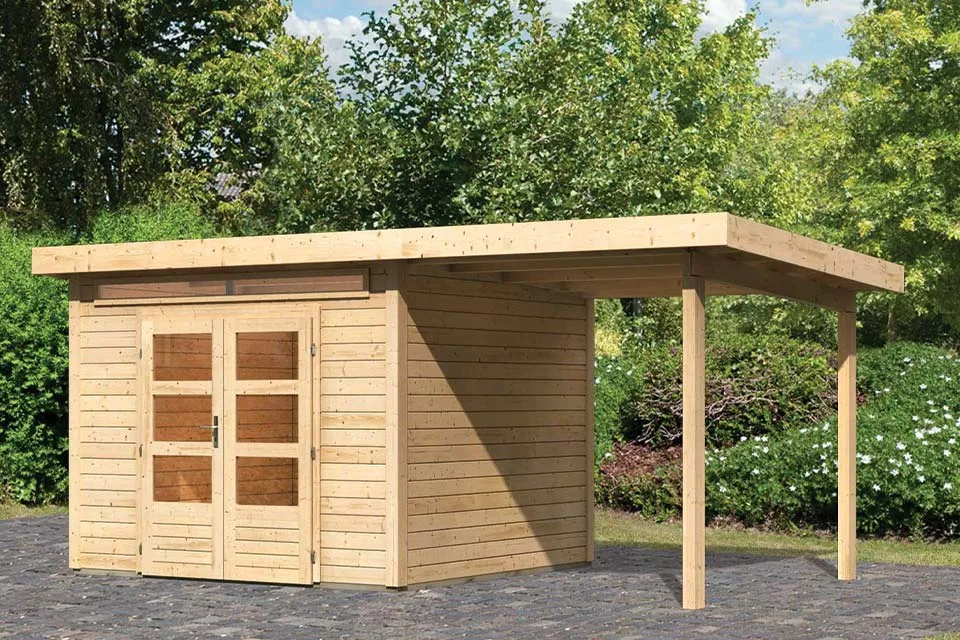 Woodfeeling | Tuinhuis Kandern 6 met Overkapping 2,6 | Onbehandeld Woodfeeling | Tuinhuis Kandern 6 met Overkapping 2,6 | Onbehandeld