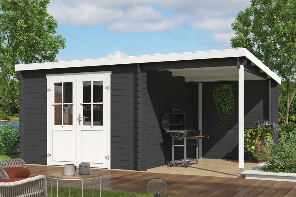 Outdoor Life Products | Tuinhuis Tampa 481 x 292 | Gecoat | Carbon Grey-Wit