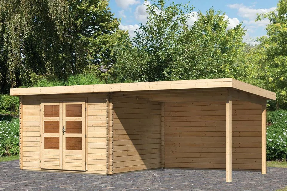 Woodfeeling | Tuinhuis Bastrup 5 met Overkapping 3,0 en Achterwand Woodfeeling | Tuinhuis Bastrup 5 met Overkapping 3,0 en Achterwand