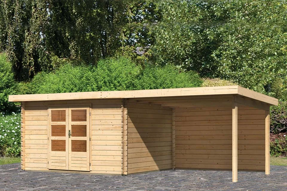Woodfeeling | Tuinhuis Bastrup 7 met Overkapping 3,0 en Achterwand Woodfeeling | Tuinhuis Bastrup 7 met Overkapping 3,0 en Achterwand