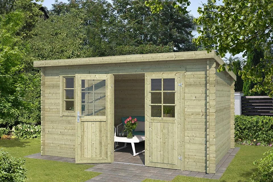 Outdoor Life Products | Tuinhuis Amira 380 x 230 | Gempregneerd | Olijfgroen