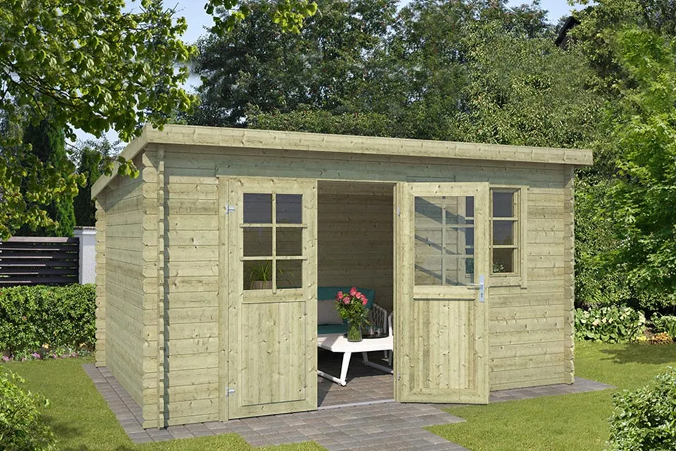 Outdoor Life Products | Tuinhuis Amira 380 x 275 | Gempregneerd | Olijfgroen