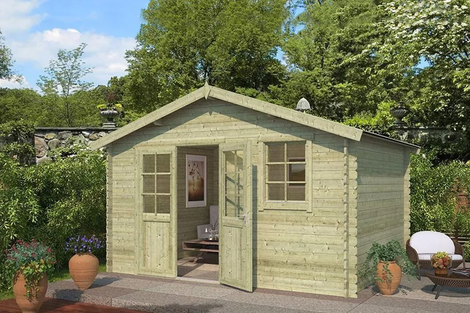 Outdoor Life Products | Tuinhuis Arvid 380 x 300 | Geïmpregneerd | Olijfgroen