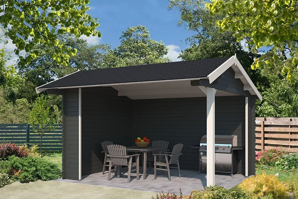 Outdoor Life Products Overkapping Kirian 380 x 300 Gecoat Carbon Grey Wit