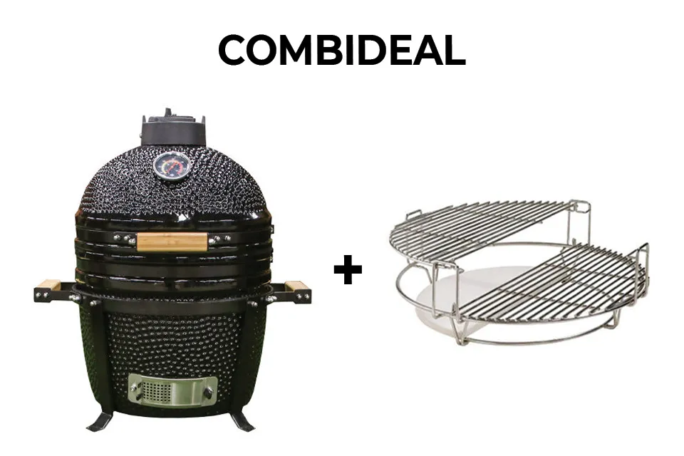 Fonteyn | Combideal BBQ Kamado Shorty 15" met Divide & Conquer System Fonteyn | Combideal BBQ Kamado Shorty 15" met Divide & Conquer System