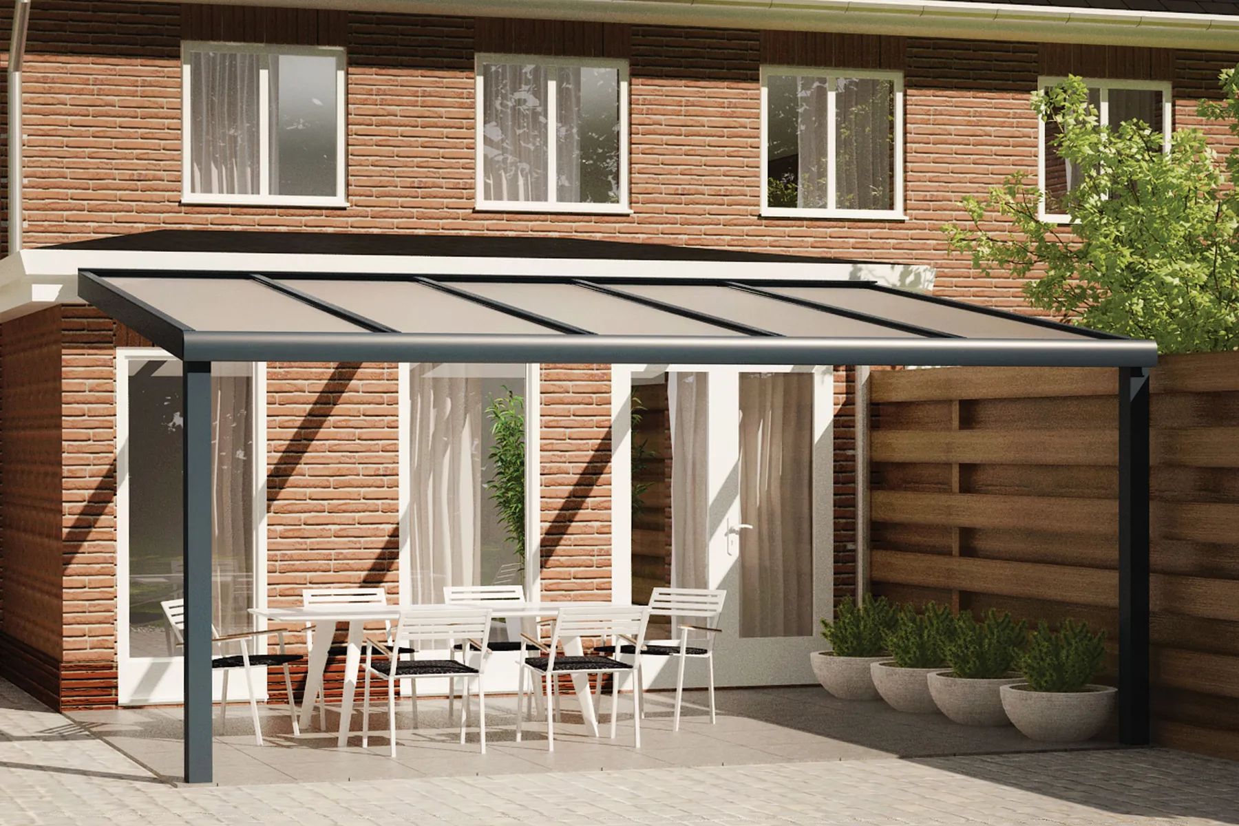 kubiek park Prime Fonteyn | Veranda Comfortline 506 x 300 cm RAL7016 Grijs