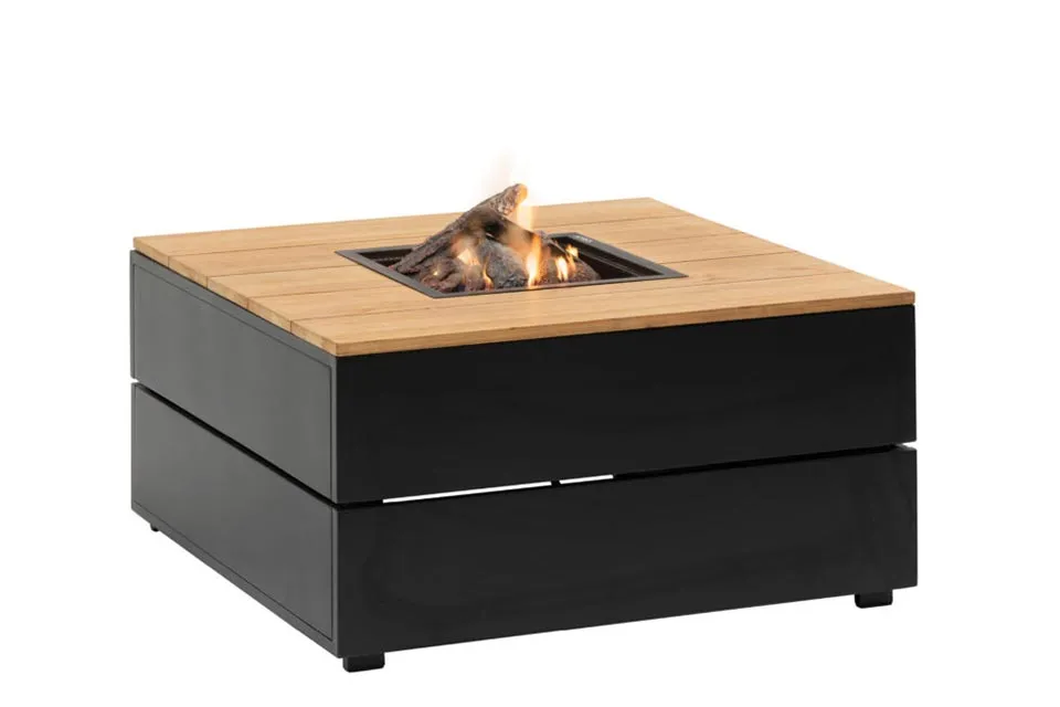 Cosi Vuurhaard Cosipure 100 Black Frame Teak Top