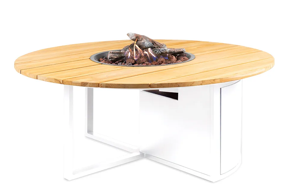 Cosi | Vuurhaard Cosiloft 120 Round | White Frame | Teak Top Cosi | Vuurhaard Cosiloft 120 Round | White Frame | Teak Top