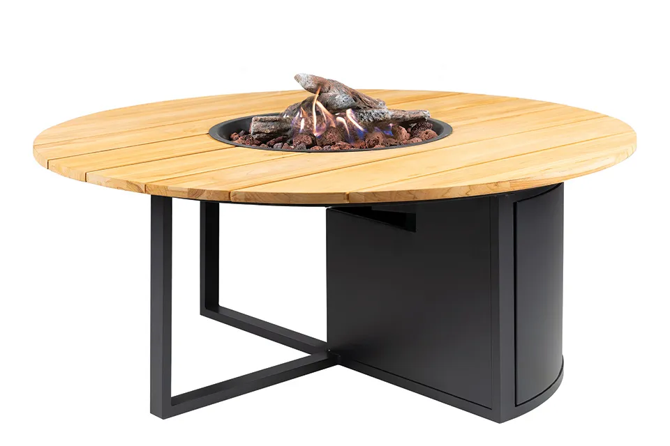 Cosi Vuurhaard Cosiloft 120 Round Black Frame Teak Top