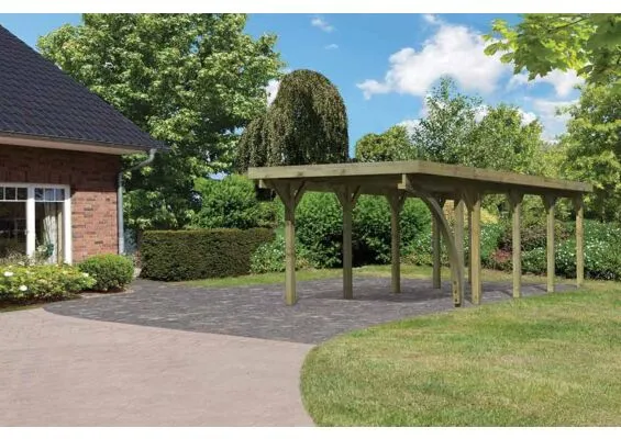 Karibu | Enkele Carport Classic 3 | Variant B met Stalen Dakplaten