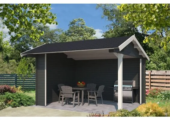 Outdoor Life Products | Overkapping Kirian 380 x 300 | Gecoat | Carbon Grey-Wit