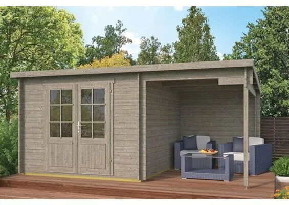 Tuindeco | Tuinhuis Dora met Overkapping | Grijs Geïmpregneerd