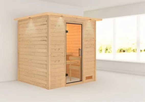 Woodfeeling | Sauna Anja met Dakkraag | Helderglas Woodfeeling | Sauna Anja met Dakkraag | Helderglas