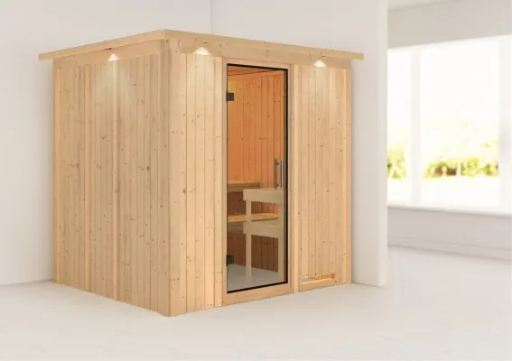 Karibu | Sauna Daria met Dakkraag | Helderglas Karibu | Sauna Daria met Dakkraag | Helderglas