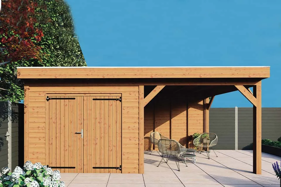 Fonteyn | Tuinhuis met Overkapping Traditioneel 5950 x 3300 | Onbehandelde Douglas Wanden Fonteyn | Tuinhuis met Overkapping Traditioneel 5950 x 3300 | Onbehandelde Douglas Wanden