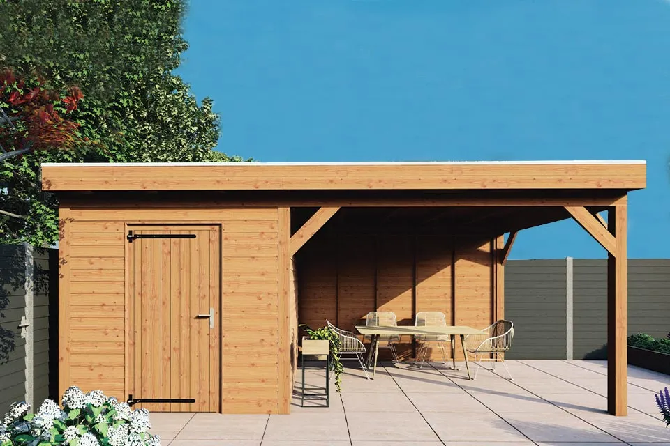 Fonteyn | Tuinhuis met Overkapping Traditioneel 6100 x 3300 | Onbehandelde Douglas Wanden Fonteyn | Tuinhuis met Overkapping Traditioneel 6100 x 3300 | Onbehandelde Douglas Wanden