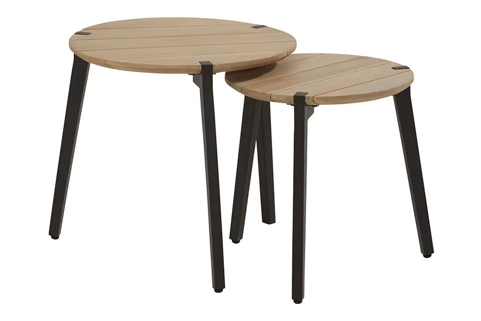 4 Seasons Outdoor | Bijzettafel Gabor 2 Stuks | Teak-Aluminium