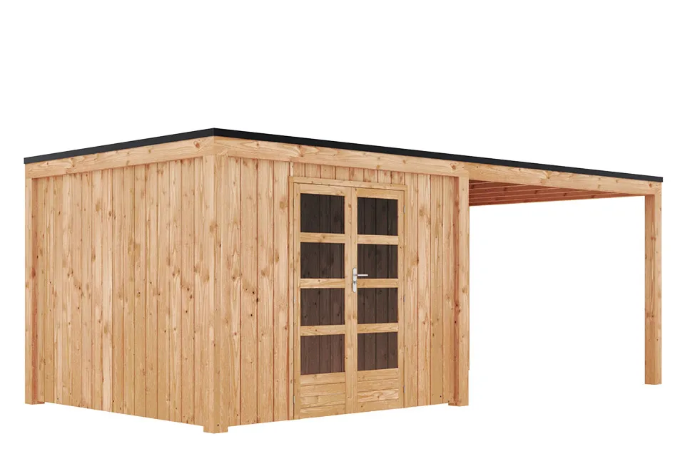 Duxwood | Tuinhuis Garden Design 140 | 300 x 300 cm met Luifel 350 cm | Vuren
