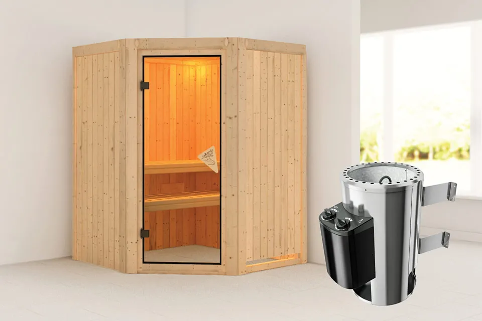 Karibu Minja Sauna Bronzeglas Deur Kachel 36 kW Geïntegreerde Bediening