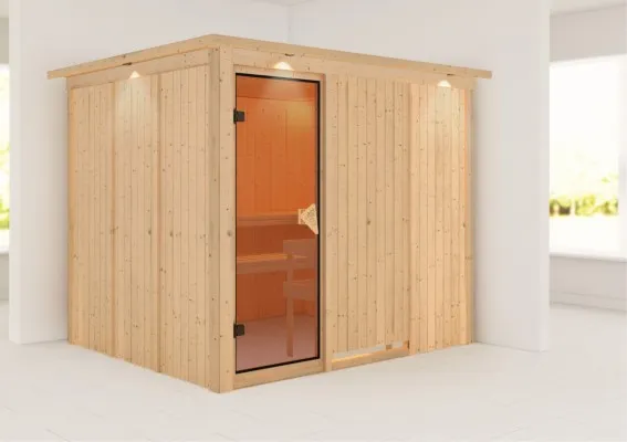 Karibu | Gobin Sauna met Dakkraag | Bronzeglas Deur Karibu | Gobin Sauna met Dakkraag | Bronzeglas Deur