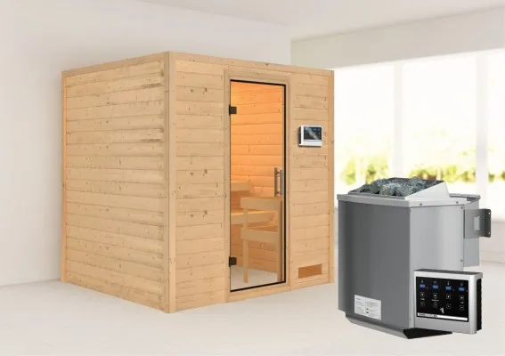 Woodfeeling | Sauna Anja | Helderglas | Biokachel 4,5 kW Externe Bediening Woodfeeling | Sauna Anja | Helderglas | Biokachel 4,5 kW Externe Bediening