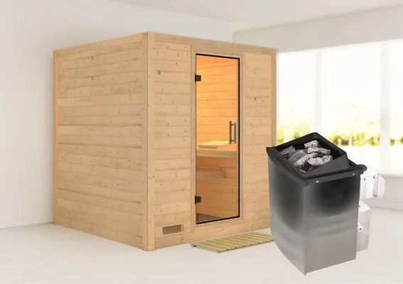 Karibu | Sauna Mojave | Helderglas | Kachel 9 kW Geïntegreerde Bediening Karibu | Sauna Mojave | Helderglas | Kachel 9 kW Geïntegreerde Bediening